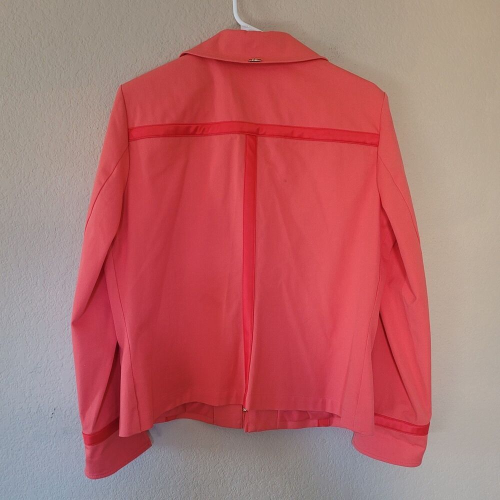 ST. JOHN SPORT MARIE GRAY Womens Orange Zip Up Jacket Blazer size Large Pockets - Picture 10 of 10
